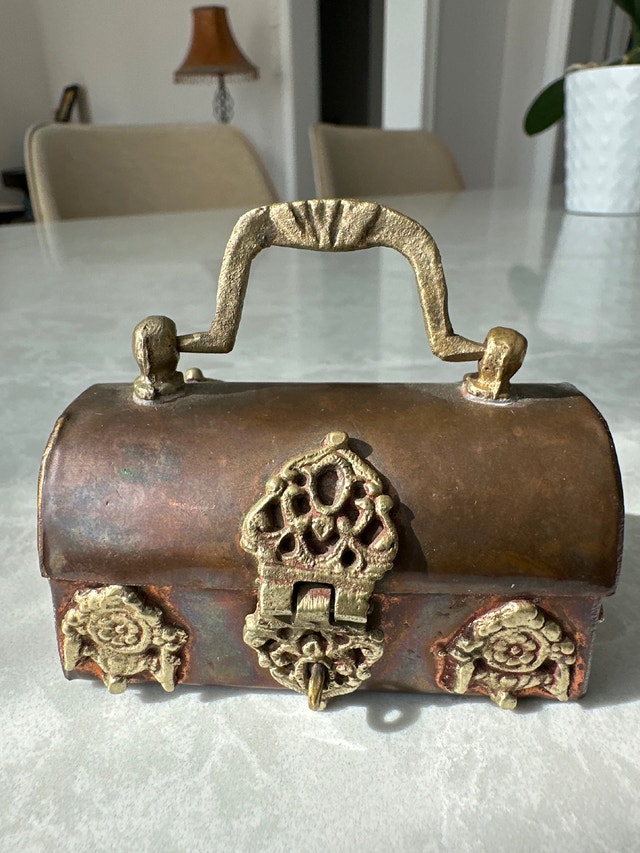 Vintage copper and brass mini trinket box