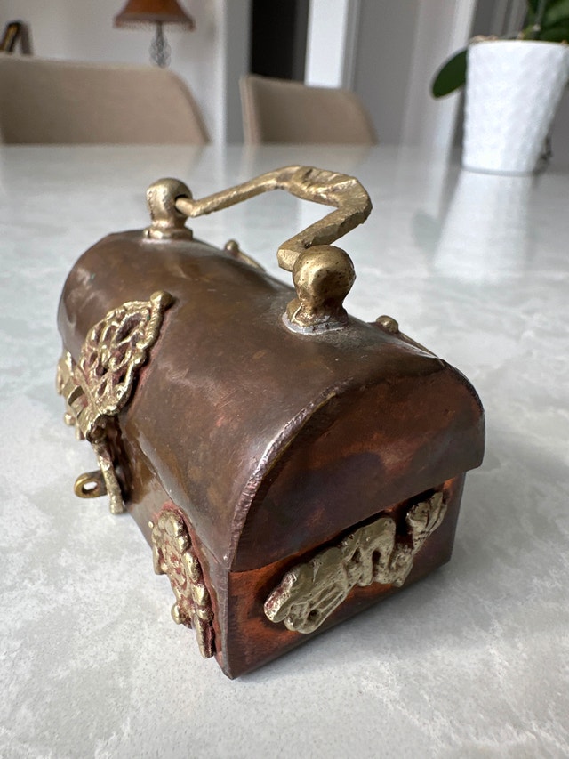 Vintage copper and brass mini trinket box - photo 2