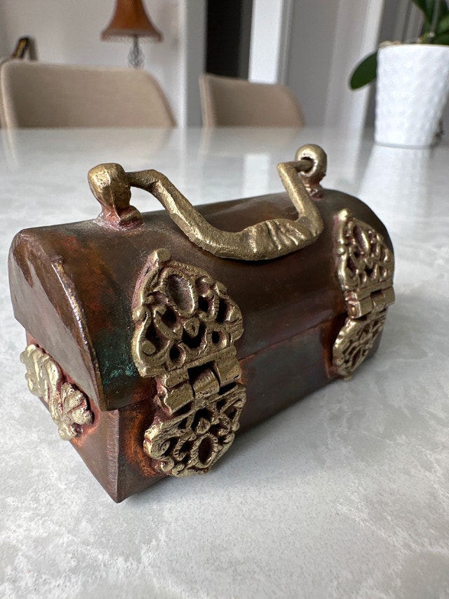 Vintage copper and brass mini trinket box - photo 3