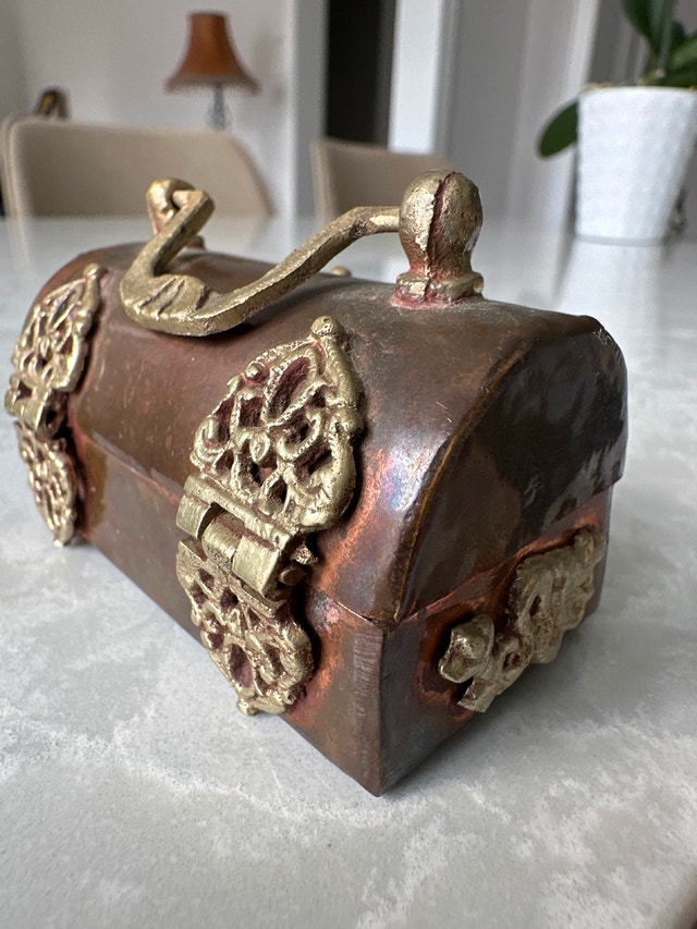 Vintage copper and brass mini trinket box - photo 4
