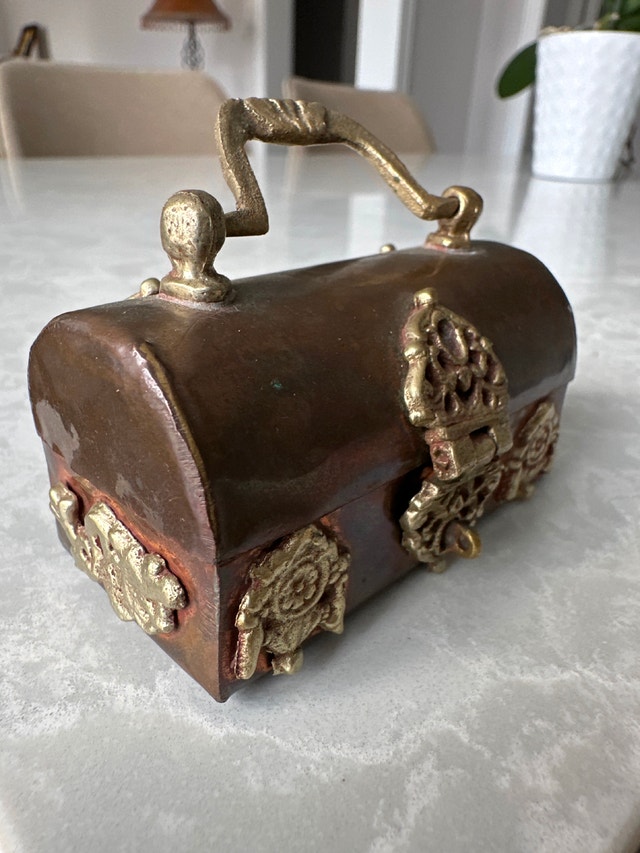 Vintage copper and brass mini trinket box - photo 5