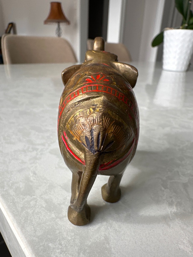 Solid brass vintage hand-painted elephant - photo 3