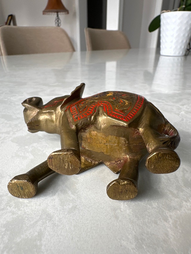 Solid brass vintage hand-painted elephant - photo 5