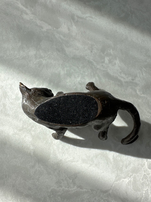 Solid Bronze Vintage Miniature Playing Cat Figurine - photo 5