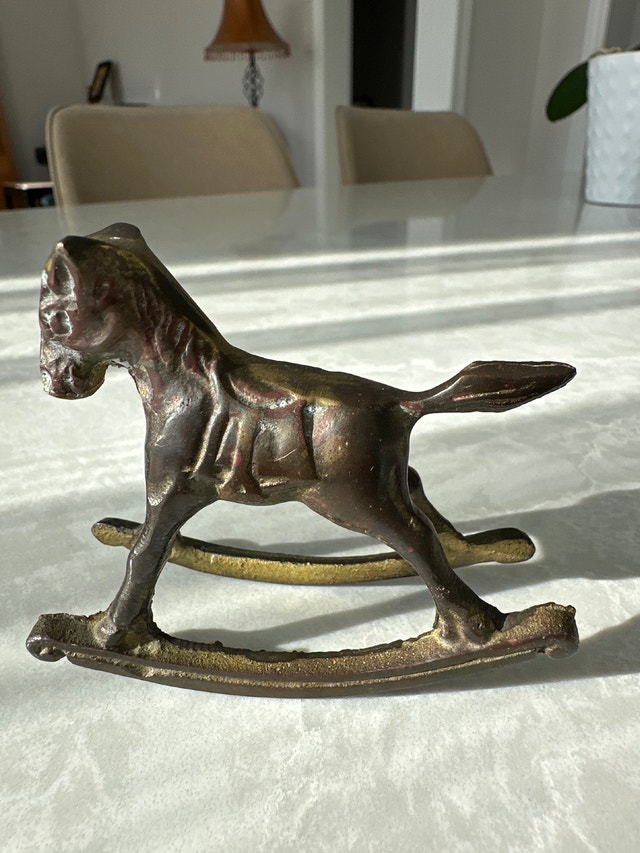 Solid brass vintage rocking horse figurine. - photo 2