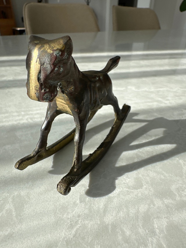Solid brass vintage rocking horse figurine. - photo 3