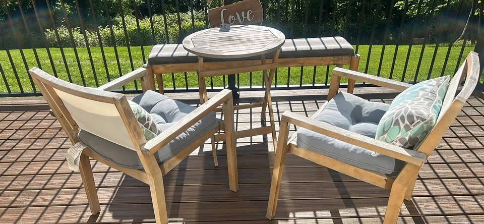 4-Piece Wooden Patio Furniture Set with Cushions