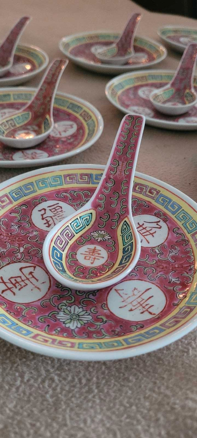 Asian Soup Spoons with Saucers