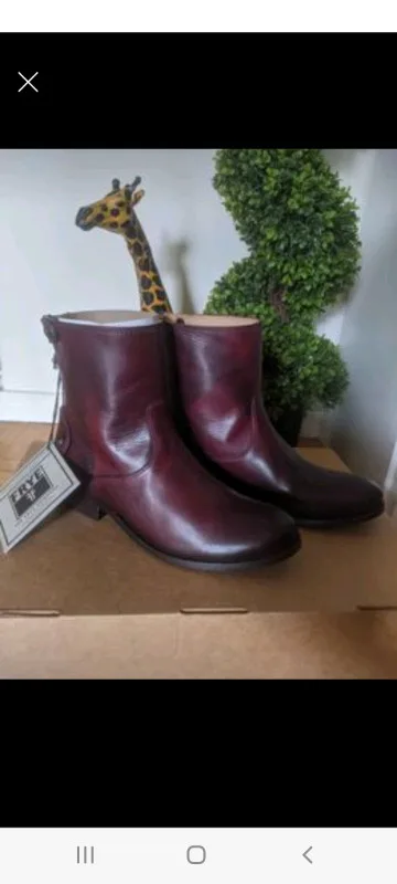 New Burgundy Frye women's ankle boots size 6.5 thumbnail