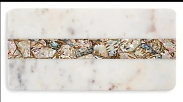Mother of pearl shells inlayed on White Marble Platter thumbnail