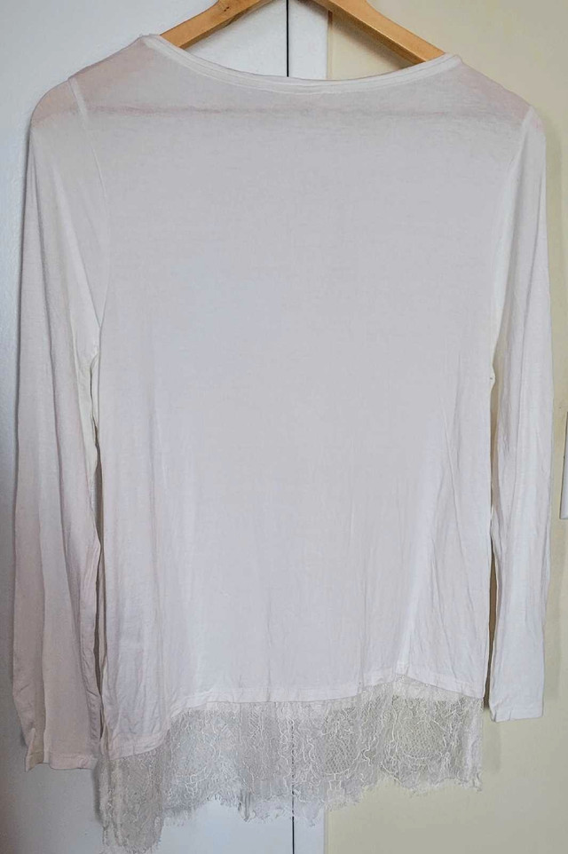 H&M White Long Sleeve Lace Shirt size M - photo 2