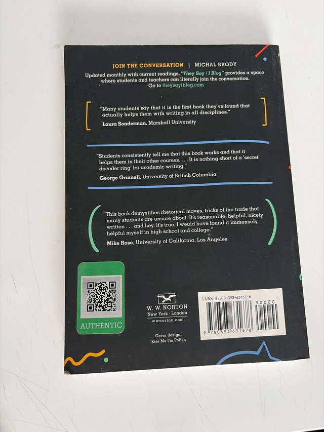 They Say I Say by Gerald Graff 4th Edition - photo 2