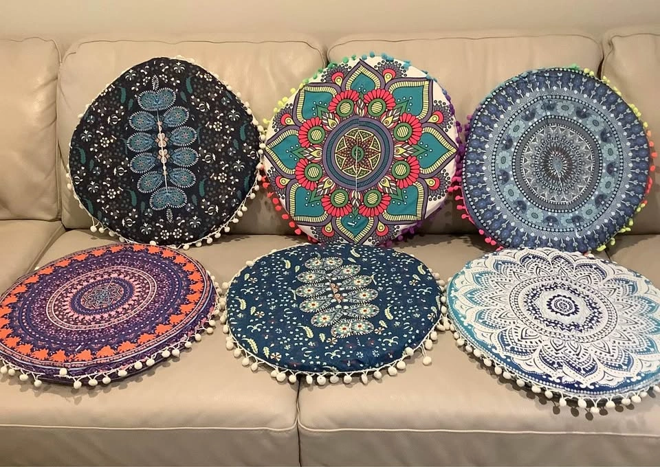 FUN SET OF SIX MANDALA CUSHIONS! - photo 2