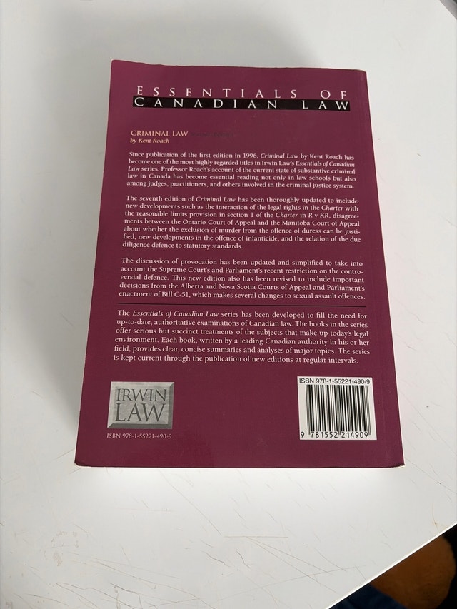 Criminal Law Kent Roach - 7th Edition - photo 2