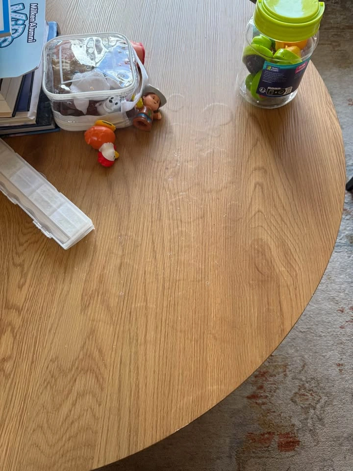 Round Wood Coffee Table – Modern Drum Style - photo 2