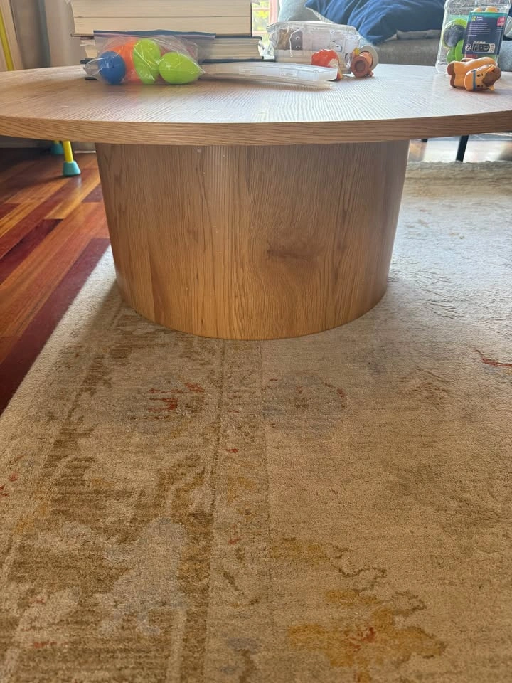 Round Wood Coffee Table – Modern Drum Style - photo 3
