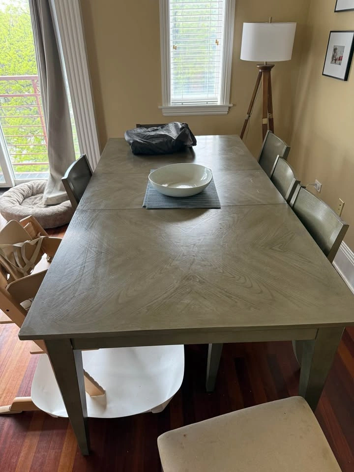 Gray Wood Extendable Dining Table + 6 Chairs - photo 2