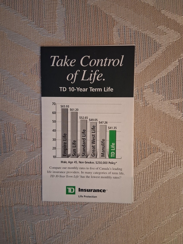 Vintage 1999 TD Term Life Insurance Advertising Brochure