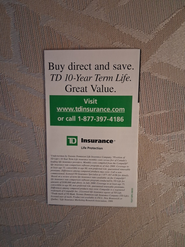 Vintage 1999 TD Term Life Insurance Advertising Brochure - photo 3