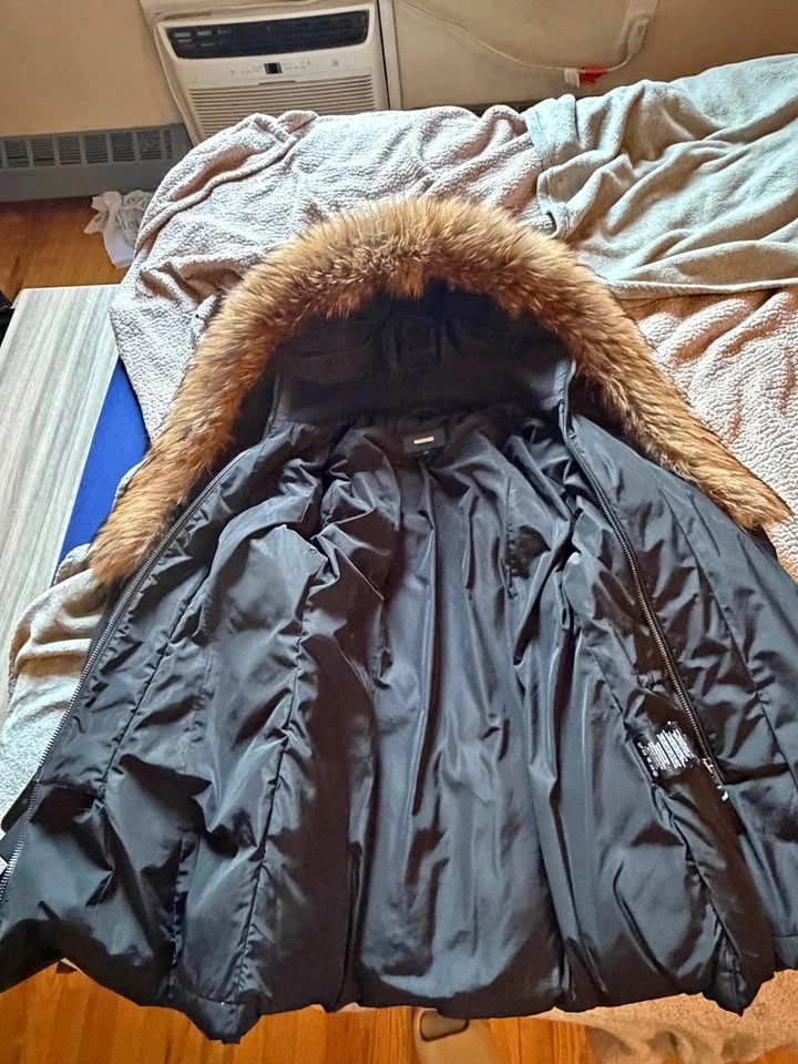 Mackage Black Puffer Jacket with Fur Hood Large