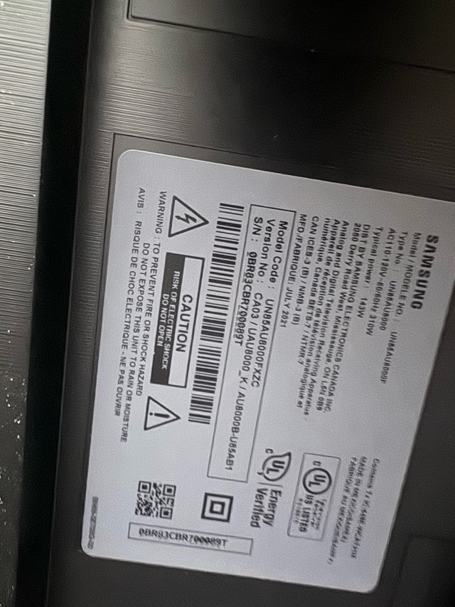 Samsung 85" 4K Smart TV - UN85AU8000FXZC