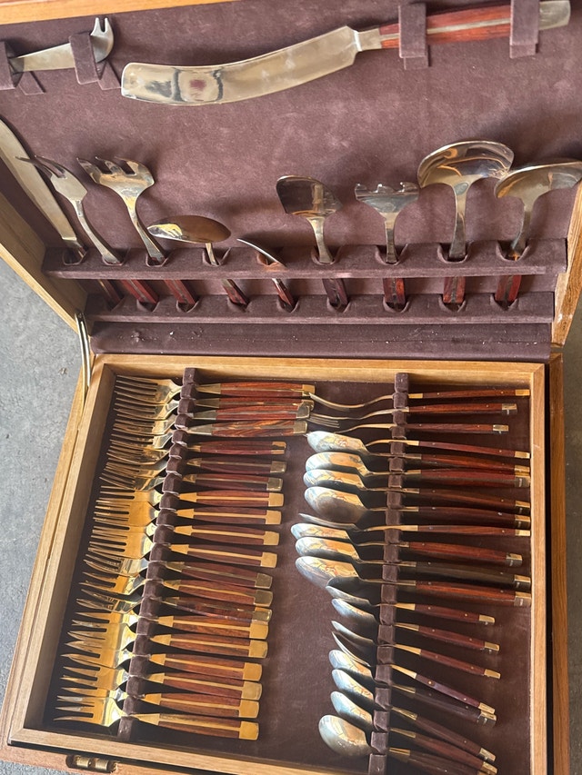 Jean Claude Rosewood & Solid Bronze Cutlery Set - photo 4