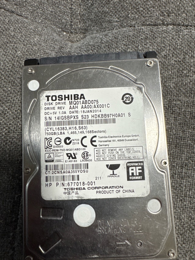Toshiba 750GB Hard Drive