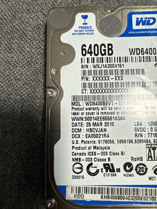 WD 640GB Hard Drive