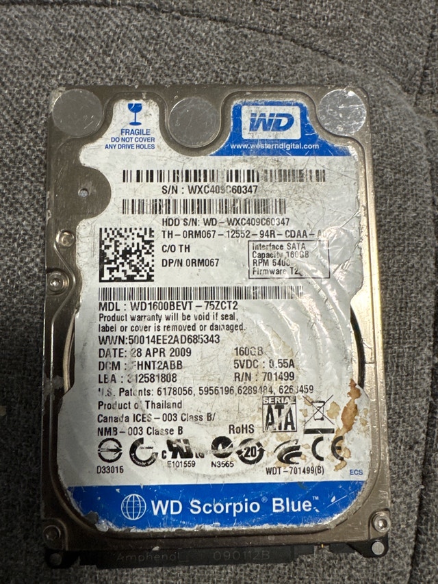 WD Scorpio Blue 160GB HDD