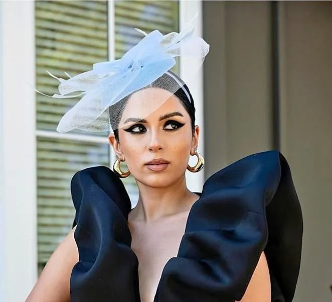 New~Veil Fascinator Flower Mesh Hat, Headband & Hair Clip Incl thumbnail