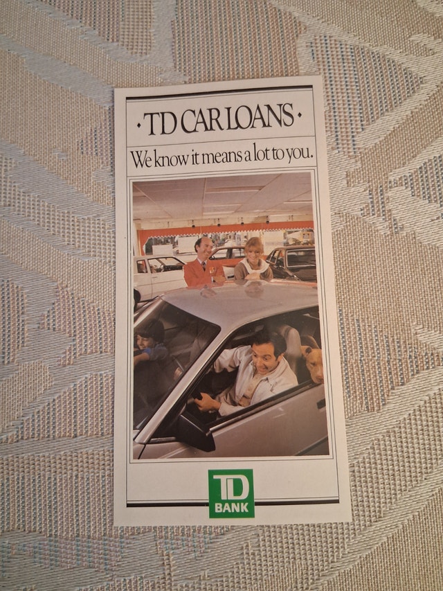 Vintage 1990 TD Bank Car Loans Advertising Flyer