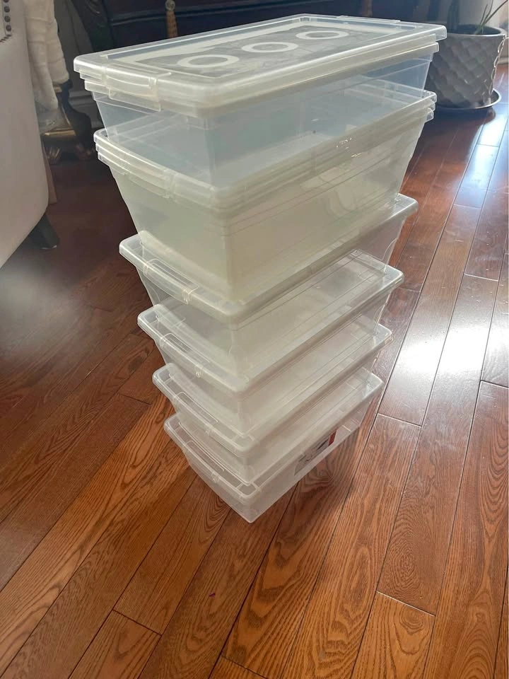 IKEA SAMLA Clear Storage Bins with Lids - Set of 8