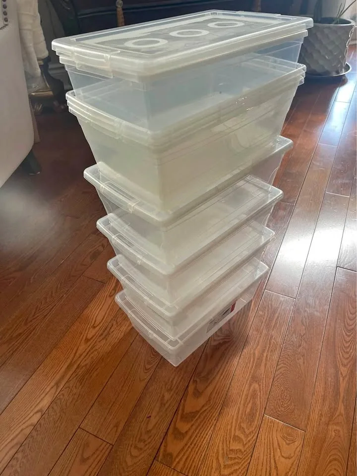 IKEA SAMLA Clear Storage Bins with Lids - Set of 8