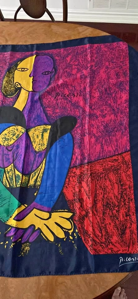 Scarf Picasso art abstract 100% silk
