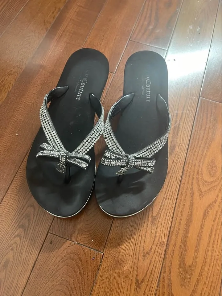 Juicy Couture Rhinestone Bow Platform Flip Flops - photo 2