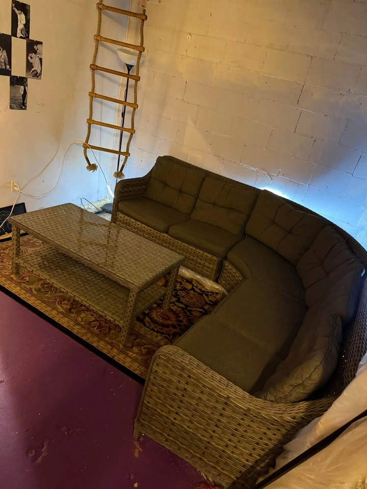 Grey 4 Piece Wicker Couch and Table Set - photo 3