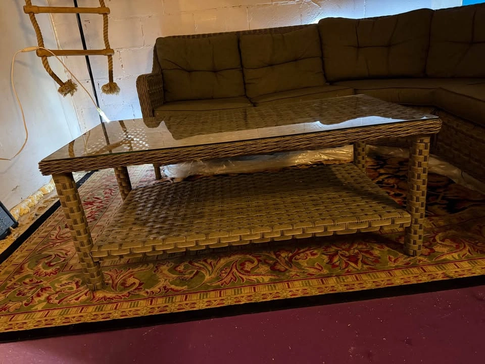 Grey 4 Piece Wicker Couch and Table Set - photo 4