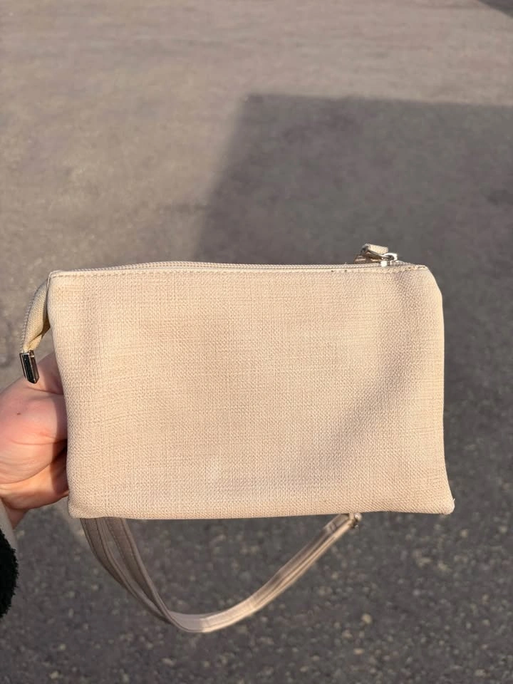 Beige Vegan Leather Crossbody Wristlet - photo 3