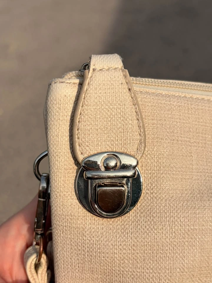 Beige Vegan Leather Crossbody Wristlet - photo 4