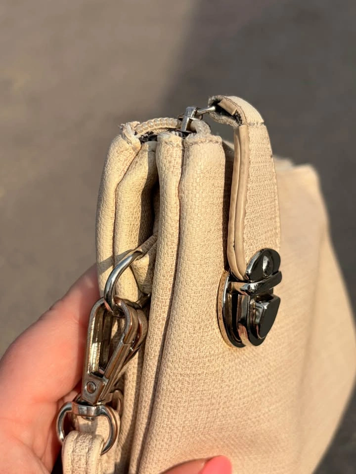 Beige Vegan Leather Crossbody Wristlet - photo 5