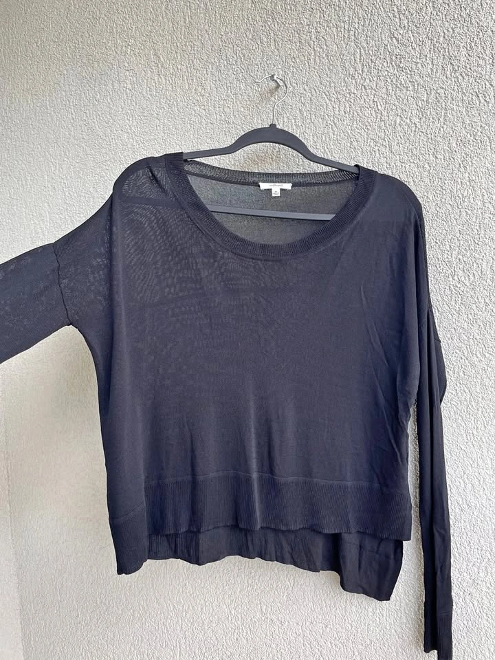 Wilfred Aritzia Sheer Black Knit Sweater - Size XS