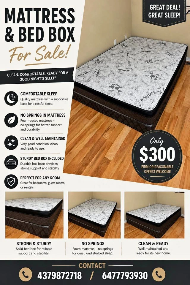 Queen Size Bamboo Mattress & Bed Box