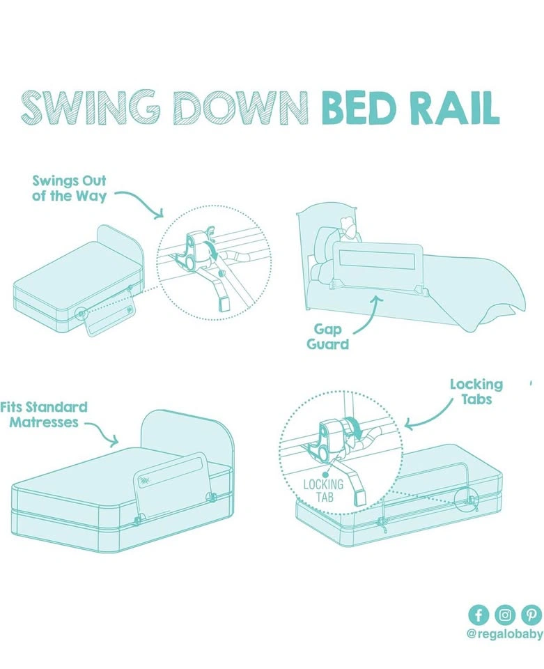 Regalo Swing Down Bedrail, White - photo 5