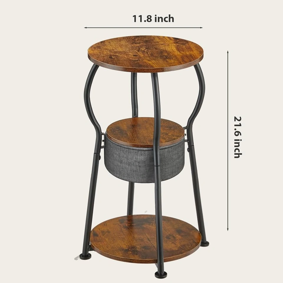 Small Round Side Table with Storage - photo 3