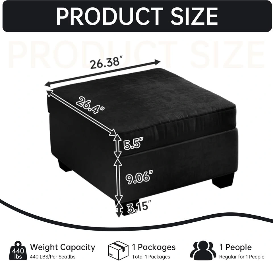 Chenille Storage Ottoman for Modular Sectional Sofa - photo 2
