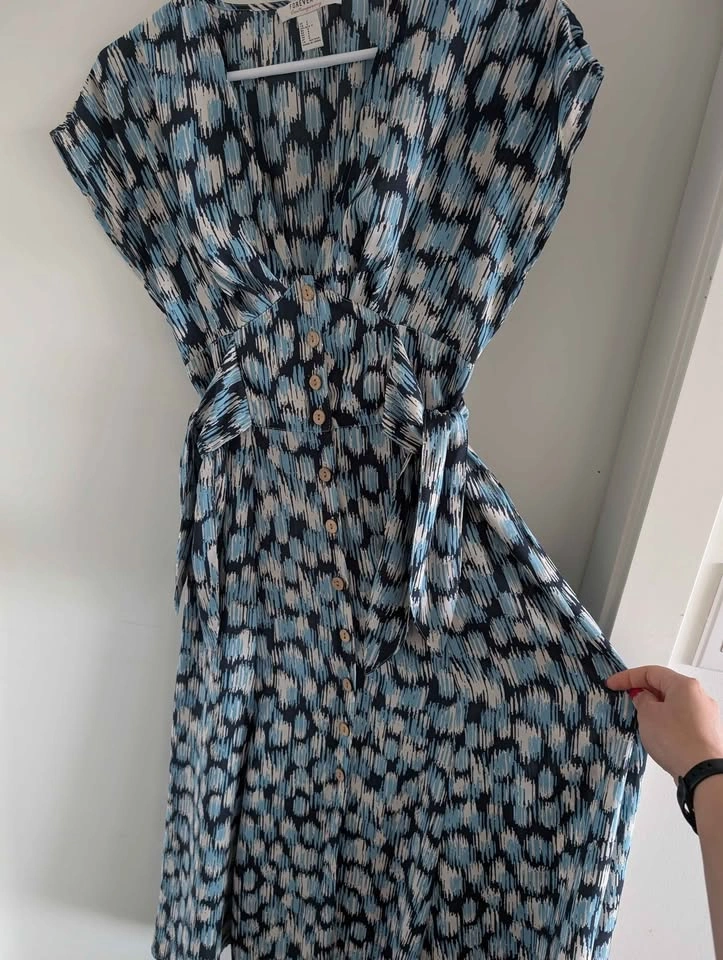 Like New Forever 21 Blue Navy Ikat Midi Dress - Size S - photo 3