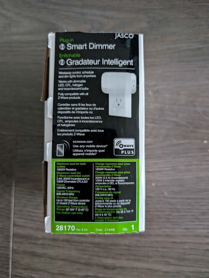 Jasco Z-Wave Plus Smart Dimmer Outlet - New - photo 3