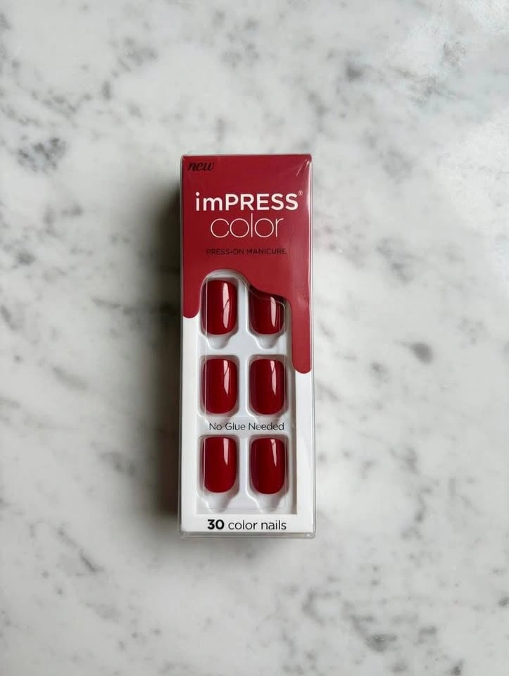 imPRESS Color Press-On Nails - Red - No Glue Needed - 30 Nails -