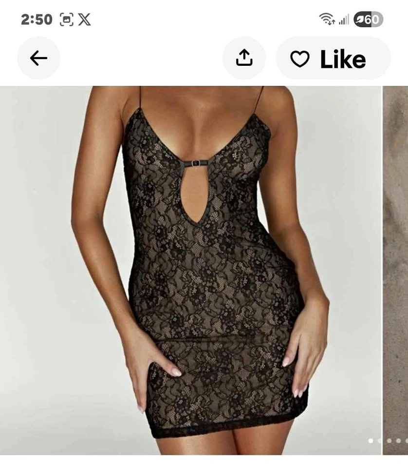 Meshki Juliet Lace Mini Dress Black