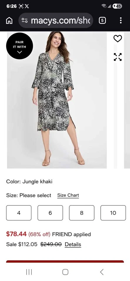 Olsen Urban Jungle Khaki Jersey Dress
